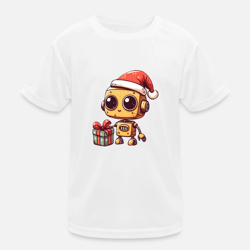 Niedlicher Weihnachtsroboter mit Geschenk Kinder Funktions-T-Shirt