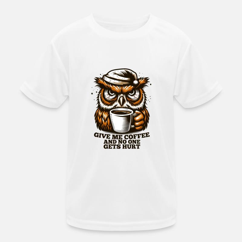 Eule Kaffee müde Geschenk Kinder Funktions-T-Shirt