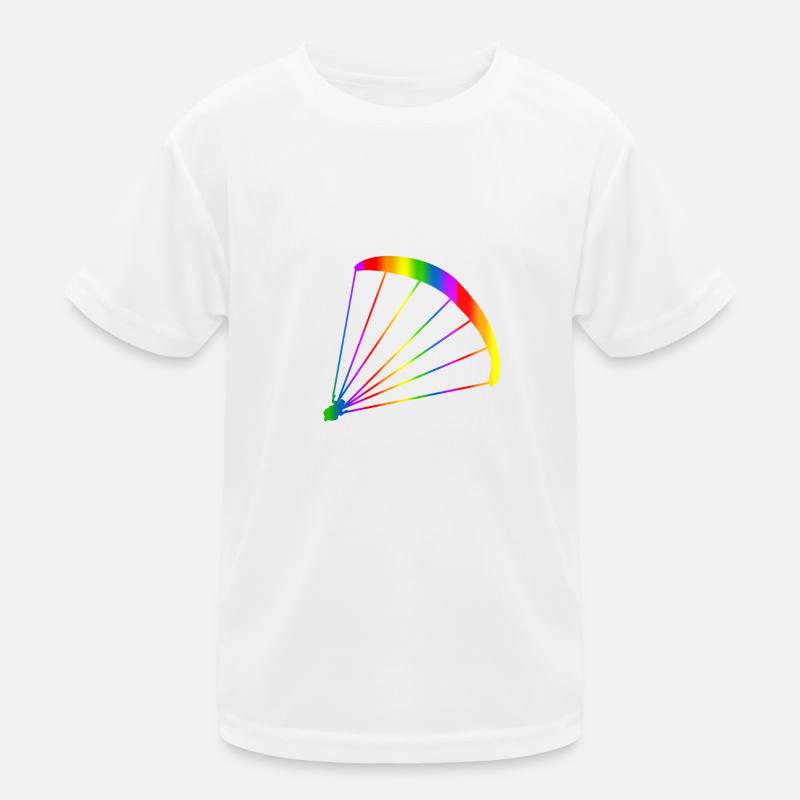 Bunter Gleitschirm Regenbogen - Kinder Funktions-T-Shirt - Weiß