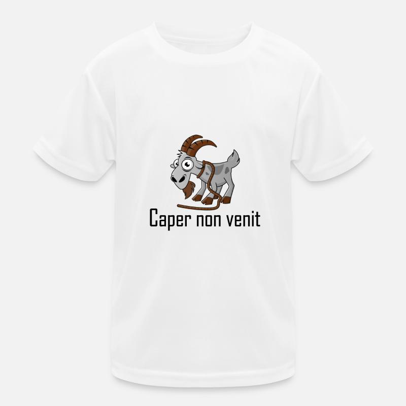 Billy goat with leash and black writing Kids Functional T-Shirt