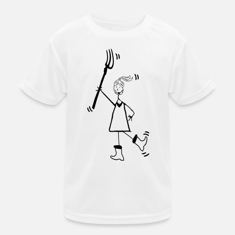 Mädchen vom Land Mistgabel Gummistiefel Kinder Funktions-T-Shirt