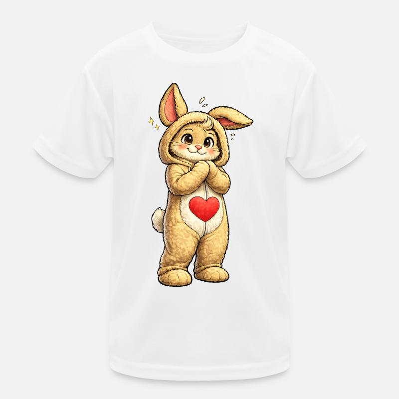 Lapin timide au cœur rouge T-shirt sport Enfant