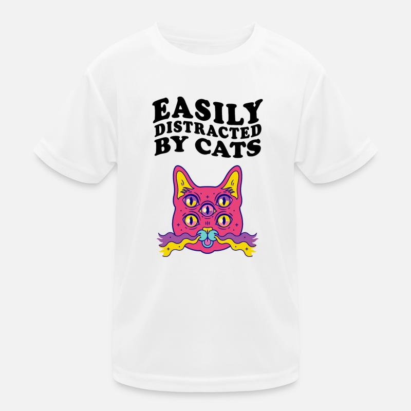 Easily Distracted By Cats Katze Katzen Cat Kinder Funktions-T-Shirt
