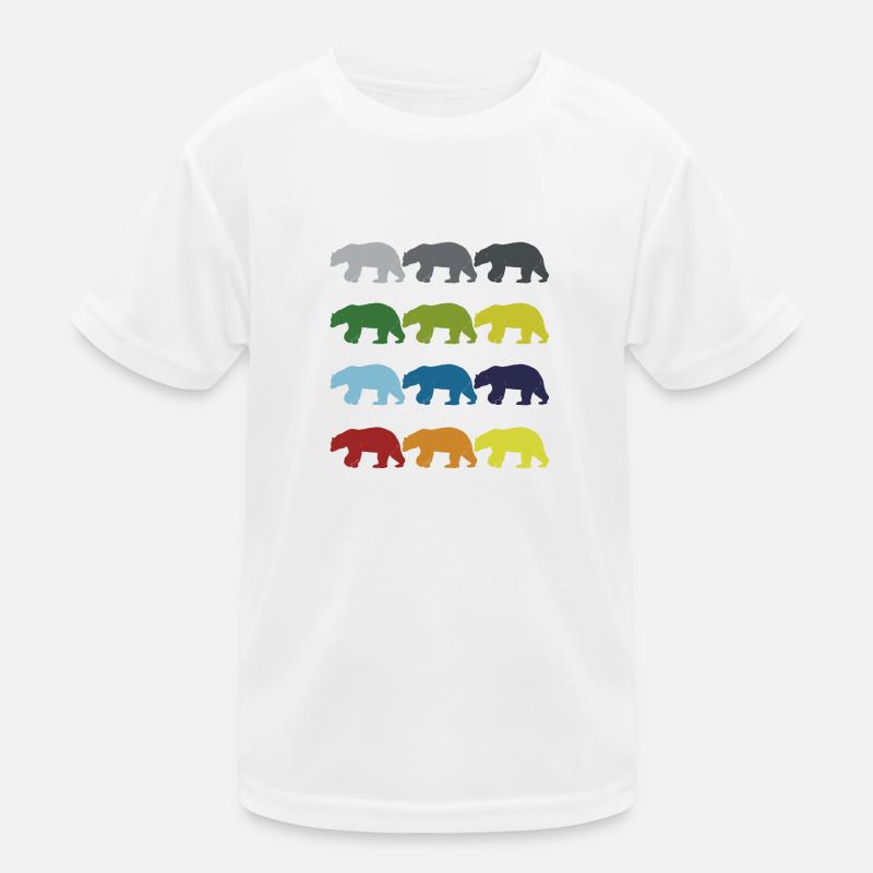 Neon Pop Art Retro Eisbär Wildtier Geschenkidee - Kinder Funktions-T-Shirt - Weiß