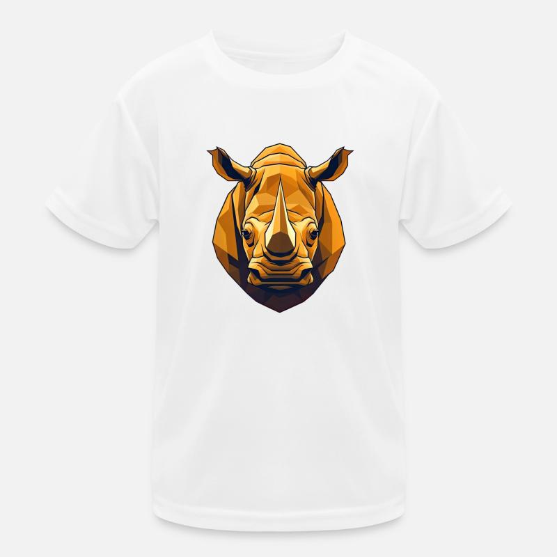 Polygonaler Nashornkopf in Gold Kinder Funktions-T-Shirt