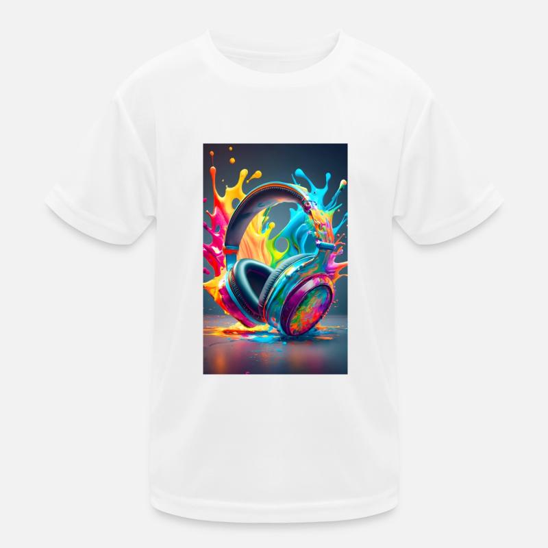 Bunte Kopfhörer Kinder Funktions-T-Shirt