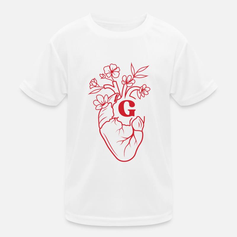 Buchstabe g Herz rot Blumen Anatomie Kinder Funktions-T-Shirt