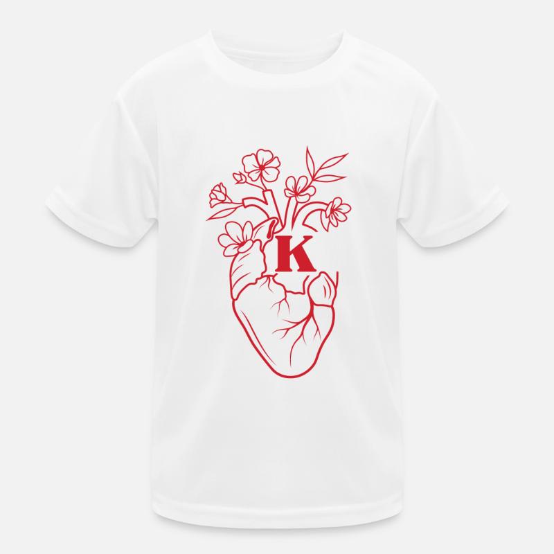 Buchstabe k Herz rot Blumen Anatomie Kinder Funktions-T-Shirt