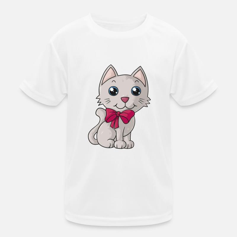Cute Comic Cat - Kids Functional T-Shirt - white