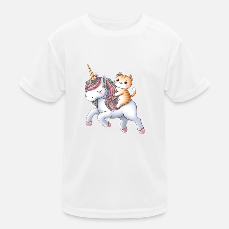 Petite licorne avec un chat comme cavalier T-shirt sport Enfant