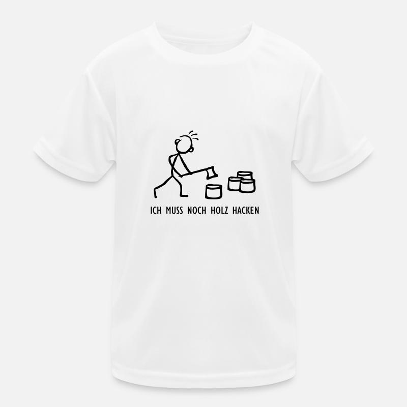 Strichmännchen Holzhacken Kinder Funktions-T-Shirt