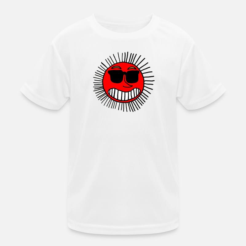 Smiling Sun with Glasses Kids Functional T-Shirt