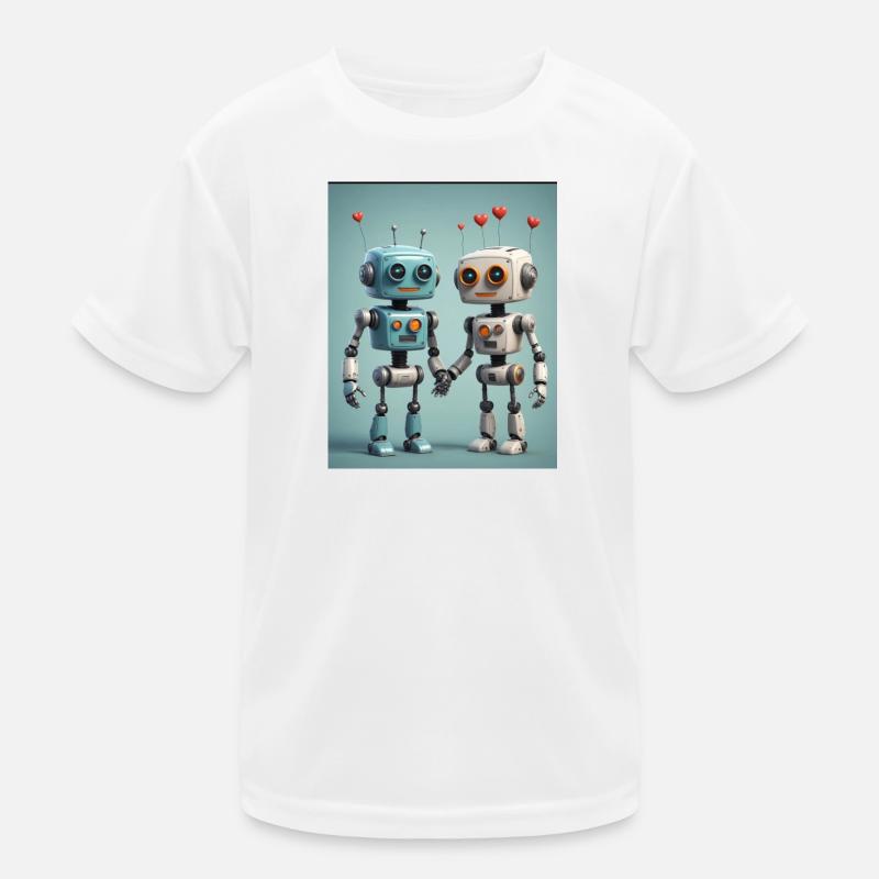 Roboter Pärchen Kinder Funktions-T-Shirt