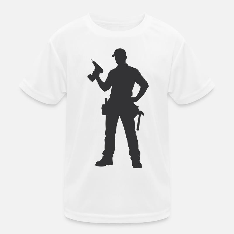 Handwerker Silhouette mit Werkzeug Kinder Funktions-T-Shirt