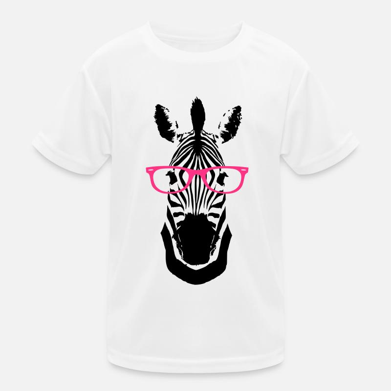 Zebra Brille Nerd - Kinder Funktions-T-Shirt - Weiß