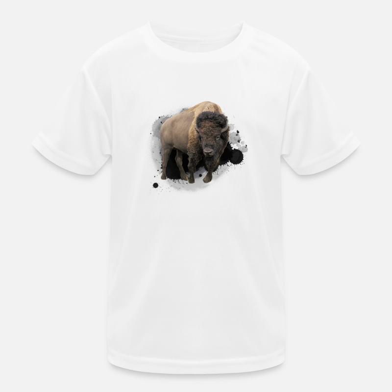 Bison Büffel Rind Design Illustration Geschenk - Kinder Funktions-T-Shirt - Weiß