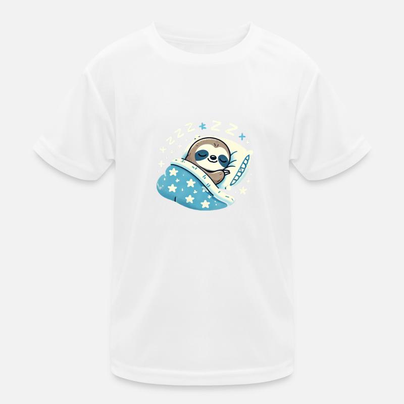 Sloth Sleeping In Bed At Night Time Kinder Funktions-T-Shirt