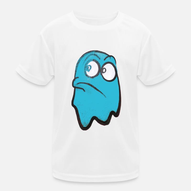 Funny fierce-looking ghost in green Kids Functional T-Shirt