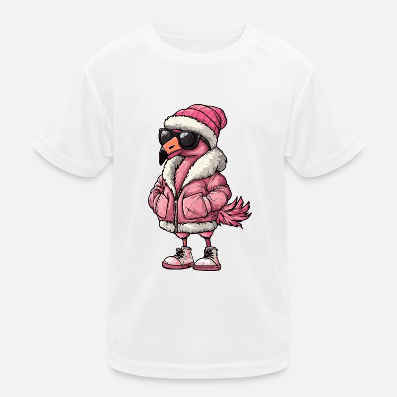 Flamingo Cool Comic - Kinder Funktions-T-Shirt - Weiß