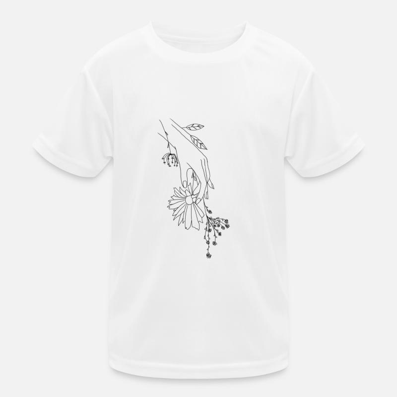 Hand mit Blumen Lineart Kinder Funktions-T-Shirt