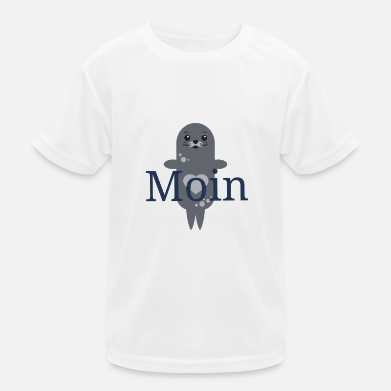 süße Robbe Moin - Kinder Funktions-T-Shirt - Weiß