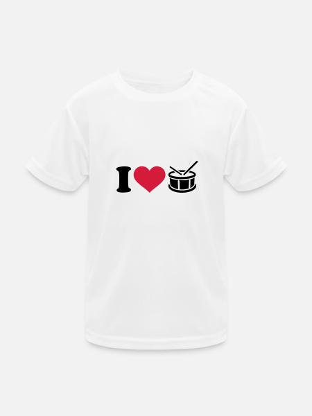 Trommel - Kinder Funktions-T-Shirt - Weiß - Vorne