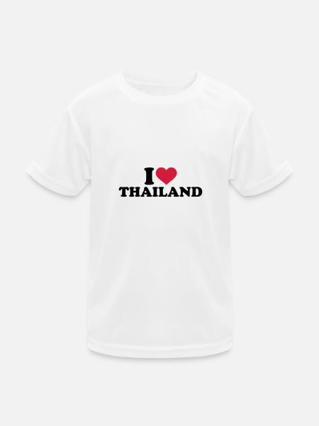 Thailand - Kinder Funktions-T-Shirt - Weiß - Vorne