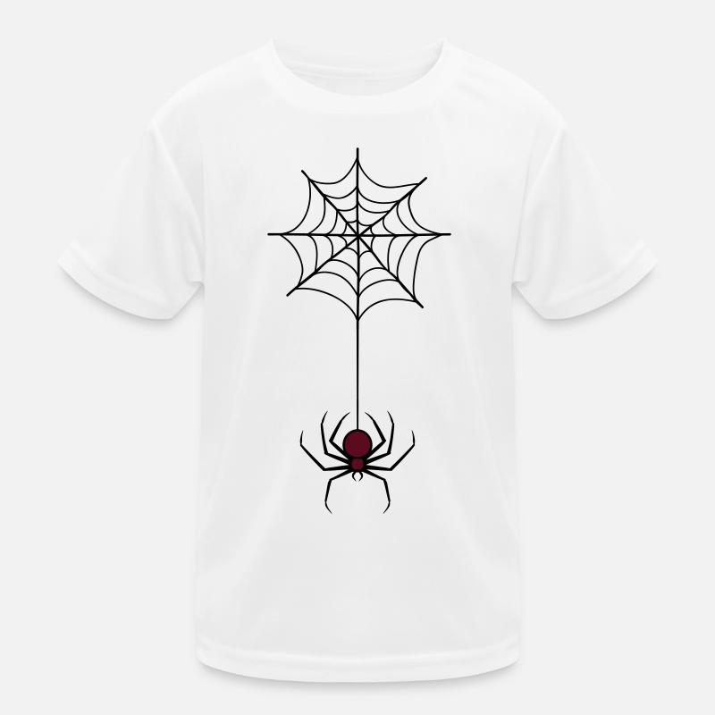 Spooky Halloween Spider in Web Kids Functional T-Shirt