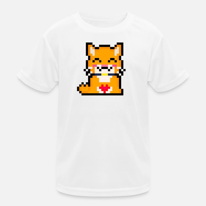 Pixelkatze mit Herz Kinder Funktions-T-Shirt