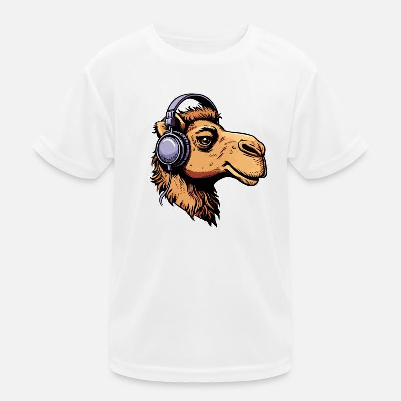 Kamel mit Kopfhörern - Kinder Funktions-T-Shirt - Weiß