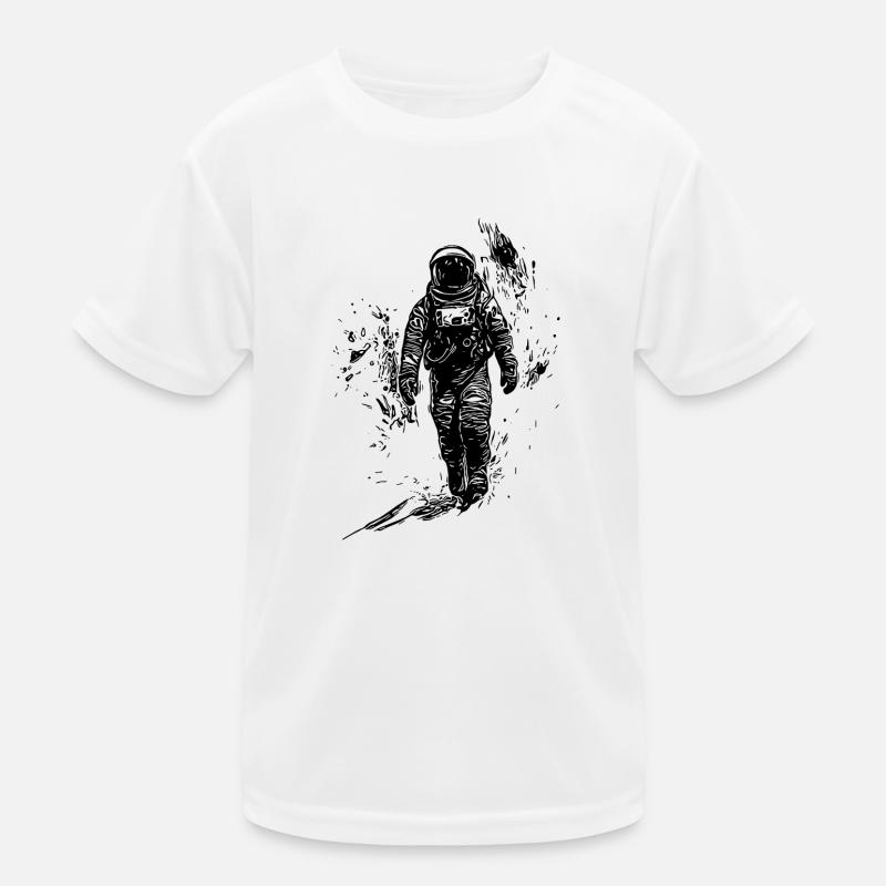 Un astronaute solitaire marche dans le désert de poussière lunaire T-shirt sport Enfant