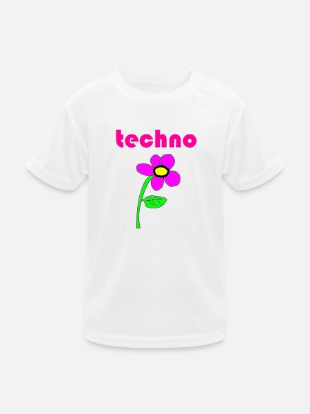 techno blume - Kinder Funktions-T-Shirt - Weiß - Vorne