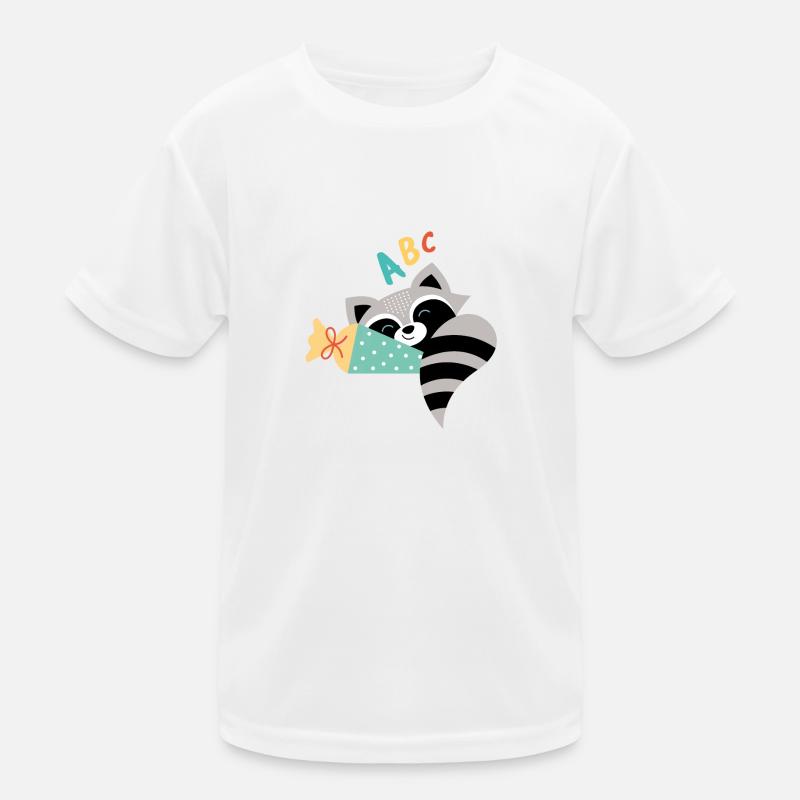 Waschbär mit Schultüte Einschulung Kinder Funktions-T-Shirt