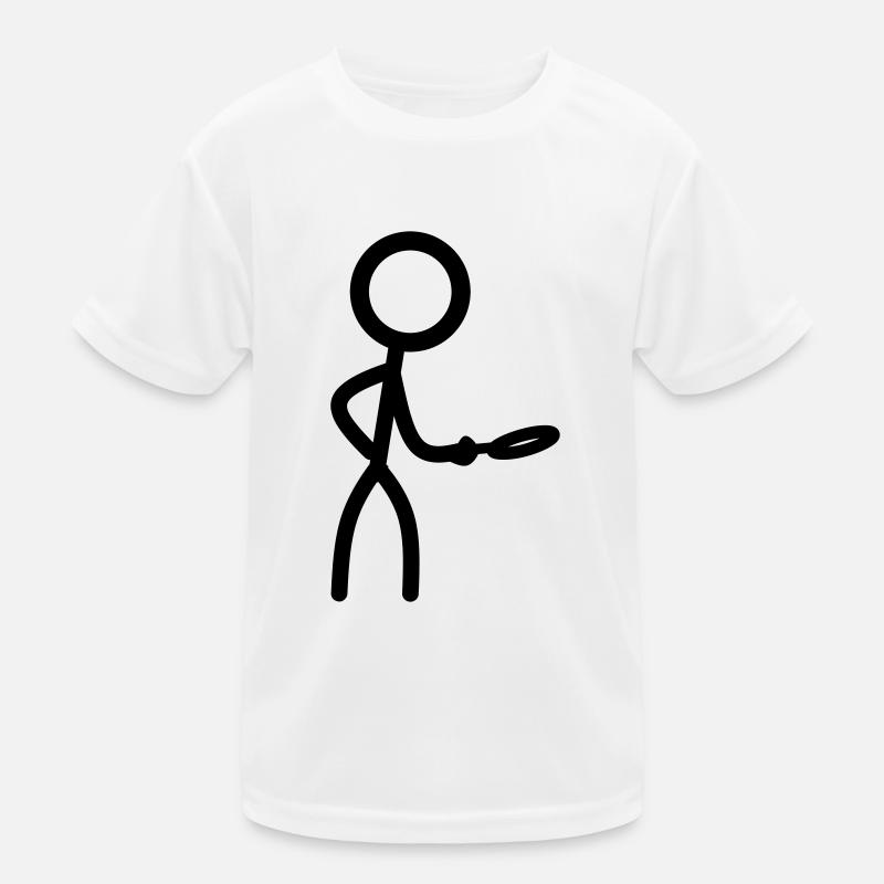 Stickman mit Lupe - Kinder Funktions-T-Shirt - Weiß
