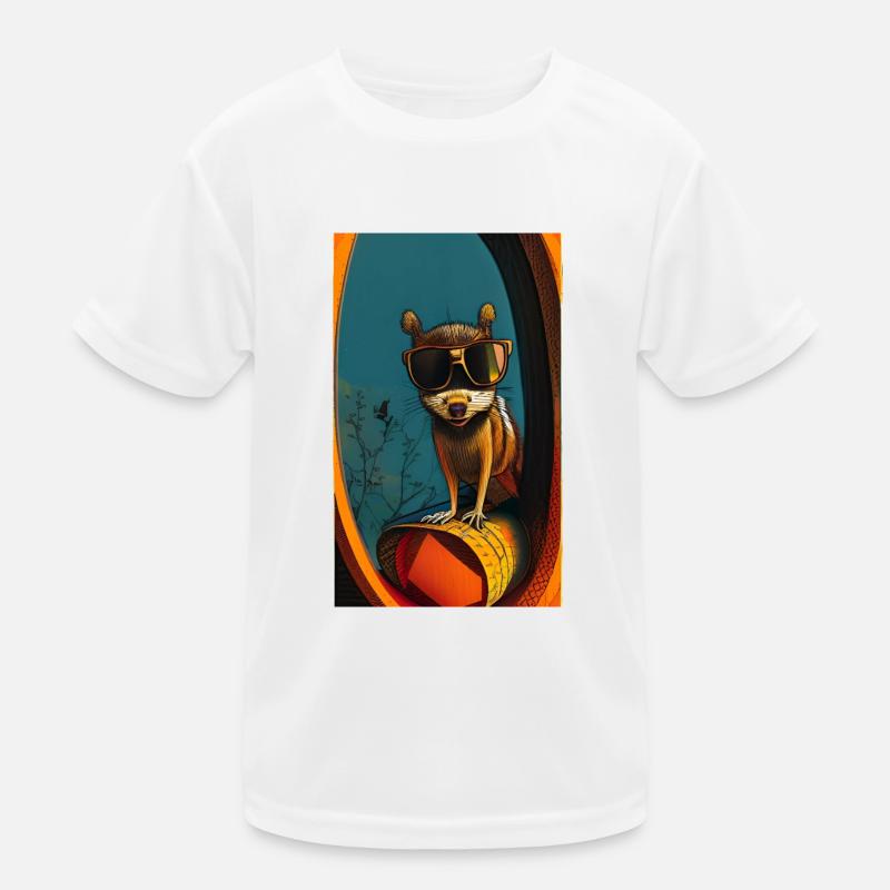 Cool Comic Portrait of a wild red squirrel nuts Kids Functional T-Shirt