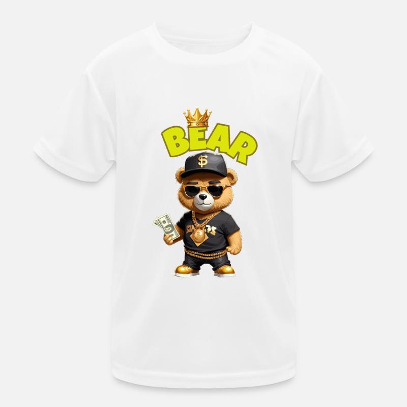 Teddy bear with money - Kids Functional T-Shirt - white