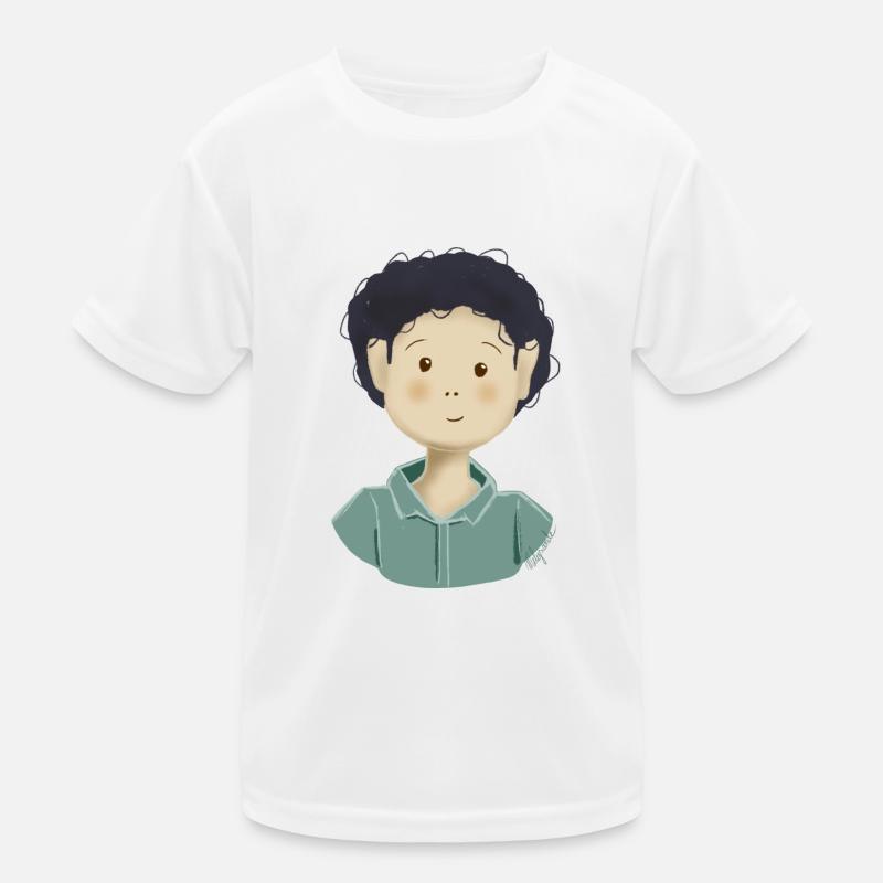 Süßer kleiner Junge lockiges Haar Kinder Funktions-T-Shirt