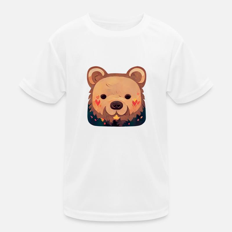 Cuddly Bear Illustration Kids Functional T-Shirt