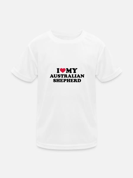 Australian shepherd - Kinder Funktions-T-Shirt - Weiß - Vorne