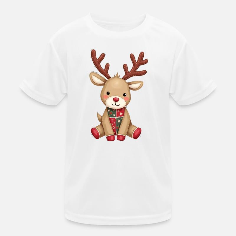 Patchwork Rentier Winterliebe Kinder Funktions-T-Shirt