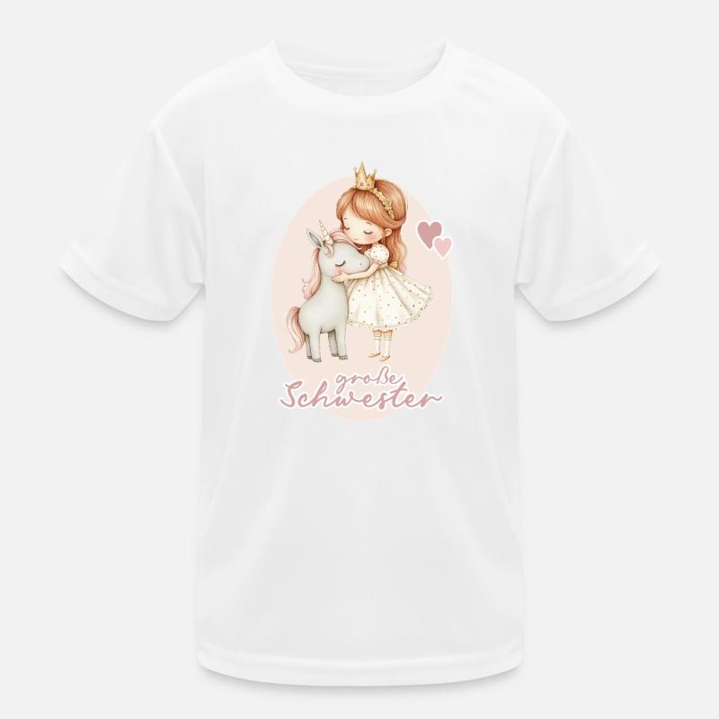 Grosse Schwester Maedchen Einhorn 4 Kinder Funktions-T-Shirt