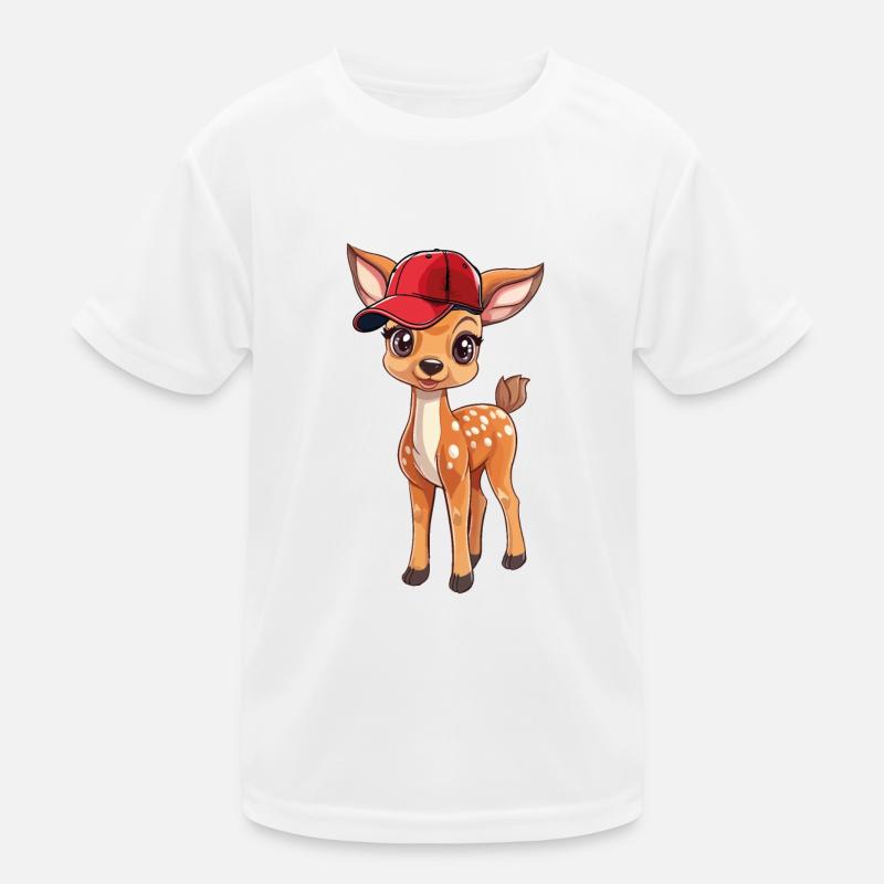 Fawn with red cap Kids Functional T-Shirt