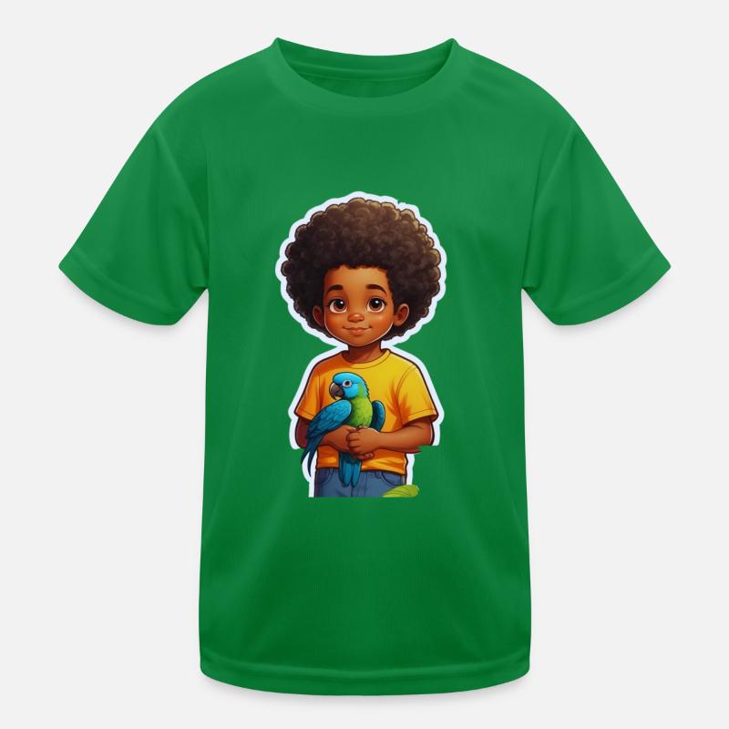 Geschenkidee Papagei Junge Locken Kinder Funktions-T-Shirt