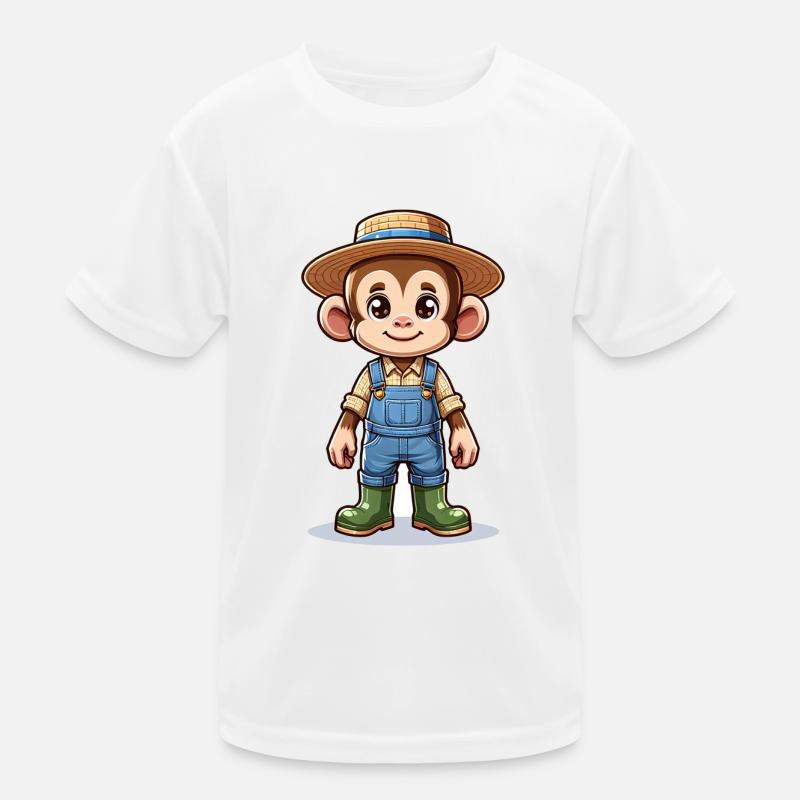 Cute Monkey Farmer Kinder Funktions-T-Shirt