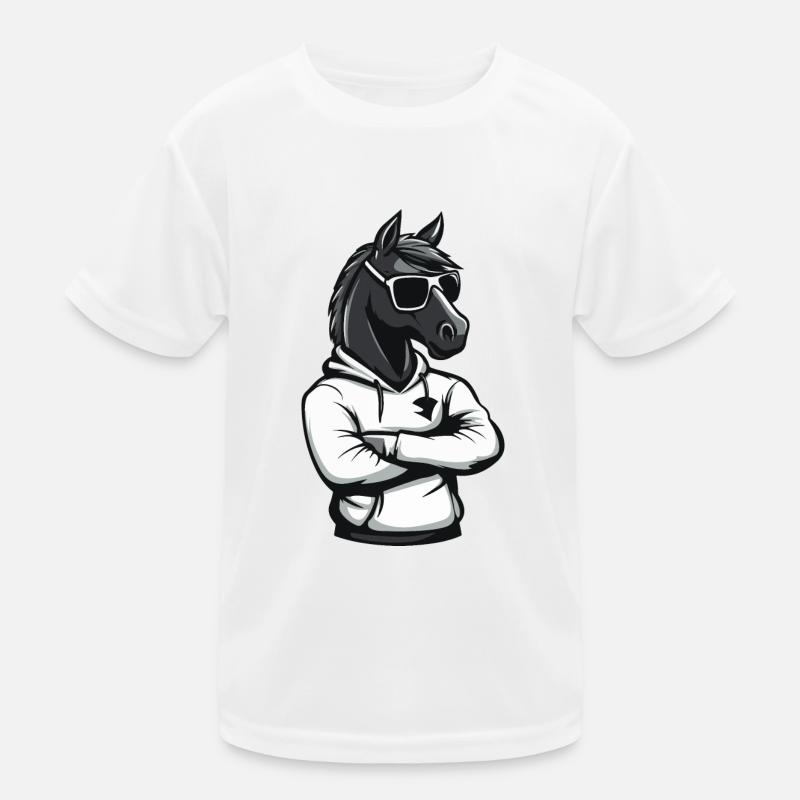 Pferd Comic Kinder Funktions-T-Shirt