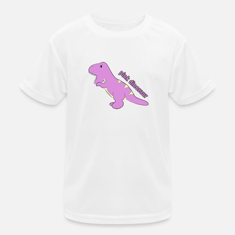 Pinker Dinosaurier - Kinder Funktions-T-Shirt - Weiß