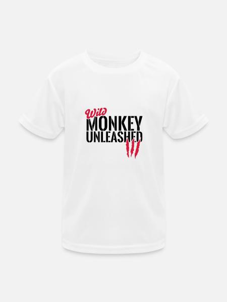 Wilder Affe entfesselt - Kinder Funktions-T-Shirt - Weiß - Vorne