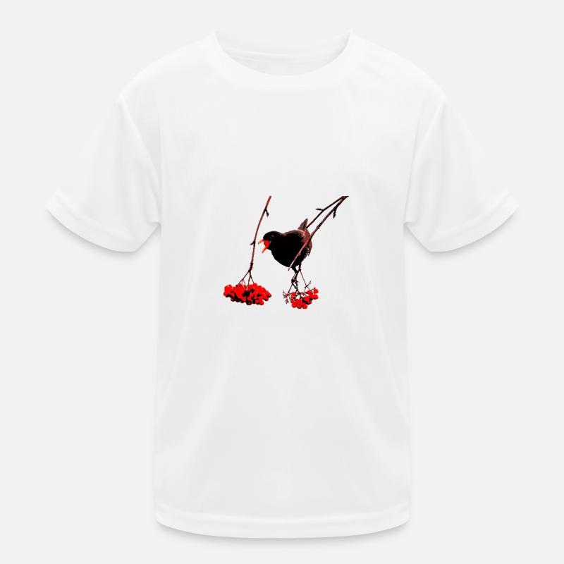 Blackbird with rowan berries Kids Functional T-Shirt