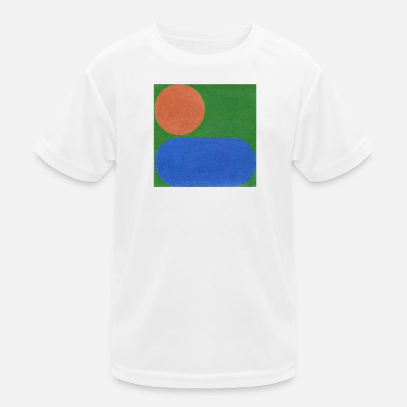 Orange Circle and Blue Rectangle - Kids Functional T-Shirt - white