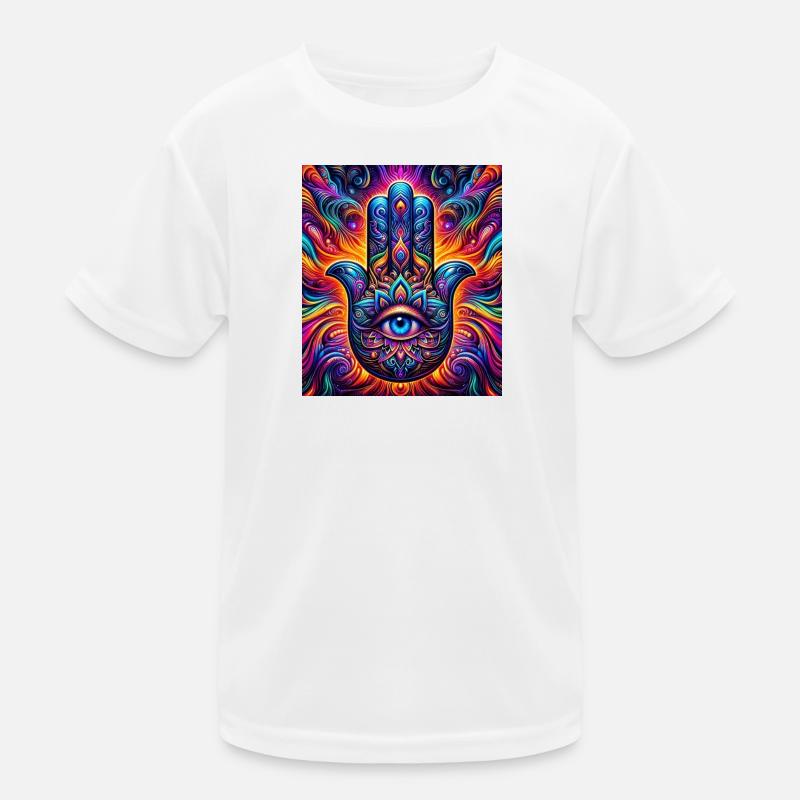 Psychedelic Hamsa Eye Hand Mandala Kids Functional T-Shirt